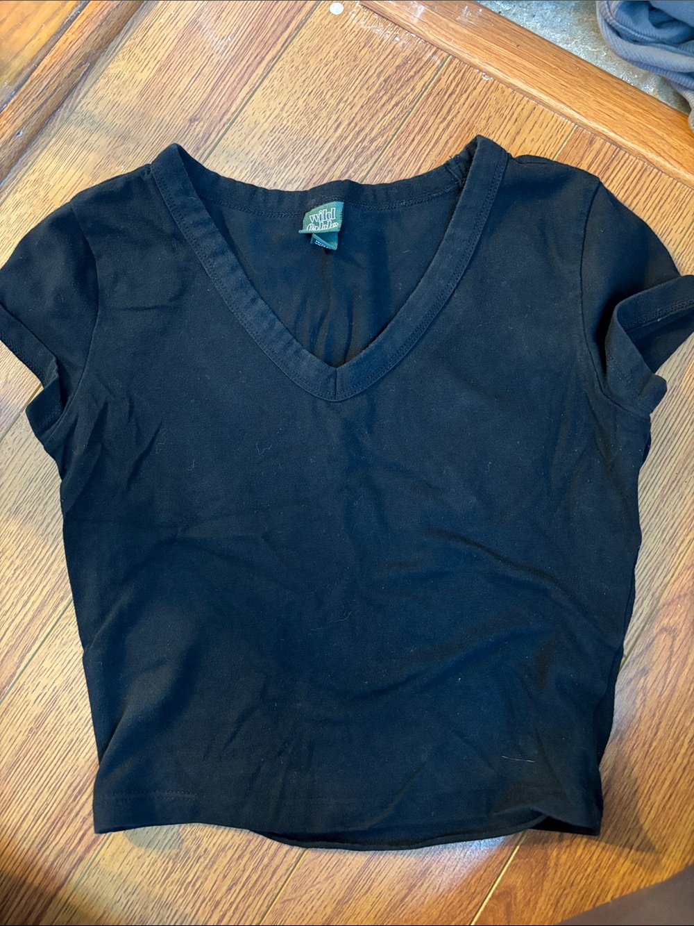 Target Black V-Neck Short Sleeve Crop Top